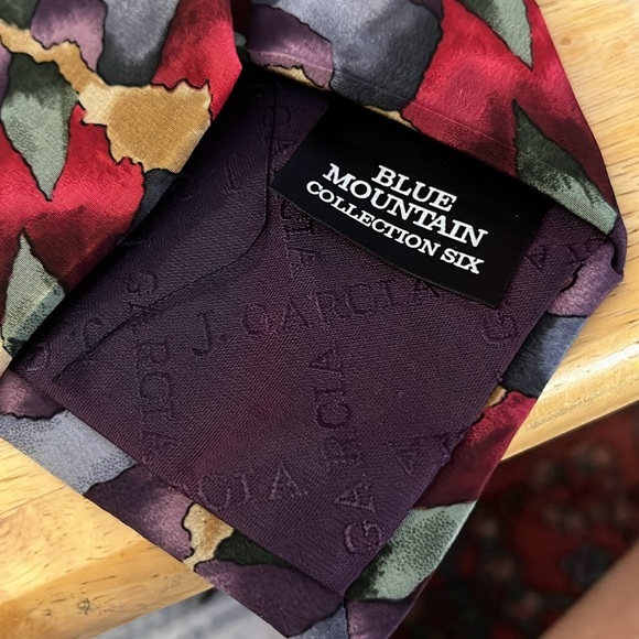 J. Garcia Multicolor Abstract Men's Tie Grey Black Gold Red - Picture 2 of 5